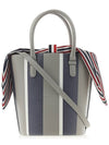 Women's Stripe Pebble Grain Bucket Bag Medium Grey - THOM BROWNE - BALAAN 4