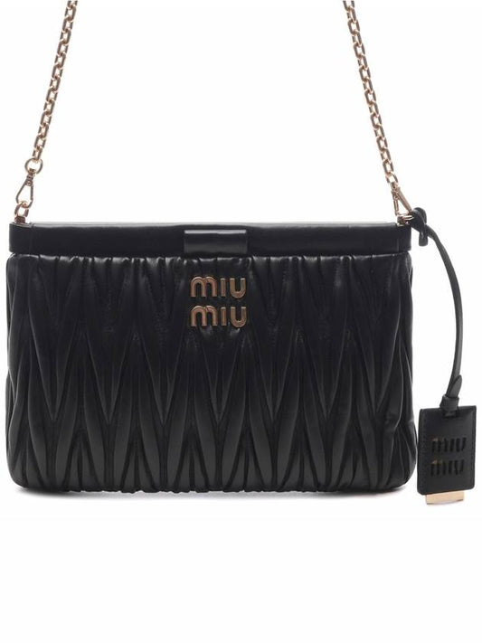 Matelasse Leather Chain Clutch Bag Black - MIU MIU - BALAAN 2