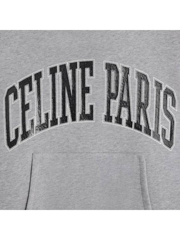 Oversized Cotton Fleece Hoodie Grey - CELINE - BALAAN 5