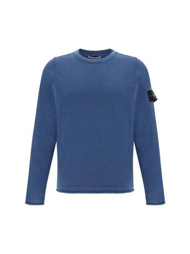 Compass Badge Ribbed Cotton Knit Top Avio Blue - STONE ISLAND - BALAAN 1