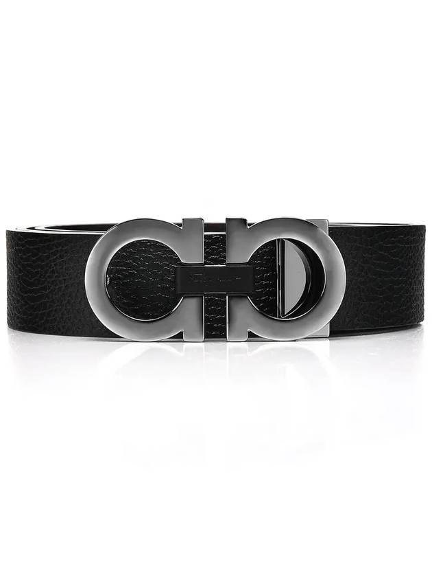 Reversible Gancini Belt Black Hickory - SALVATORE FERRAGAMO - BALAAN 5