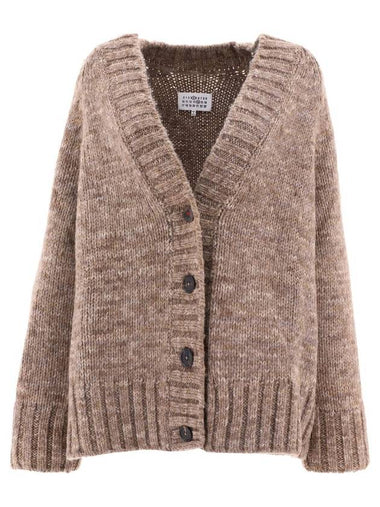 Botanical Dyed V-Neck Knit Cardigan Brown - MAISON MARGIELA - BALAAN 1