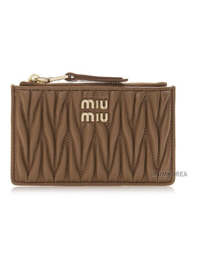 Matelasse Leather Card Wallet Brown - MIU MIU - BALAAN 2