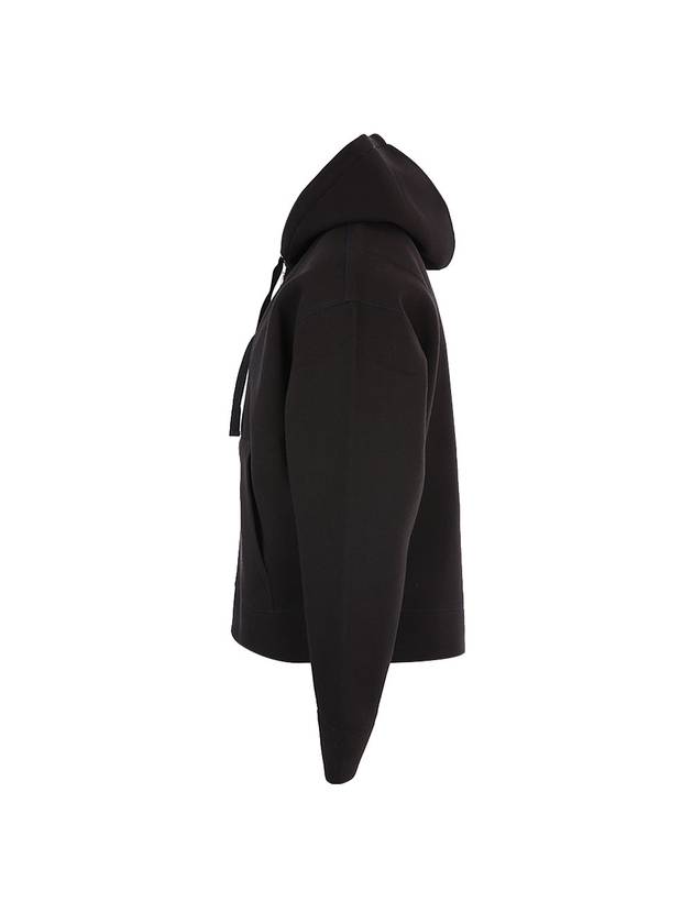 Wool Viscose Zip-Up Hoodie Black - AMI - BALAAN 4