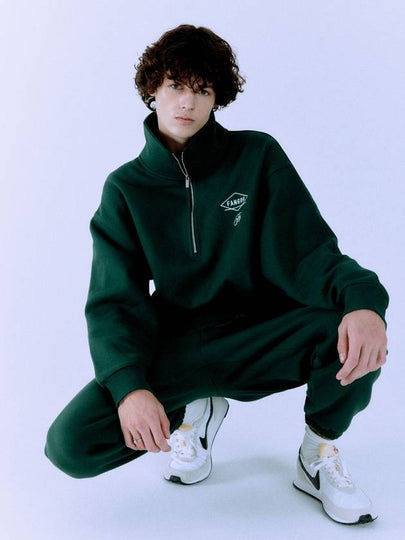 F High Neck Half Zip Sweatshirt Deep Green - FANGOH - BALAAN 2