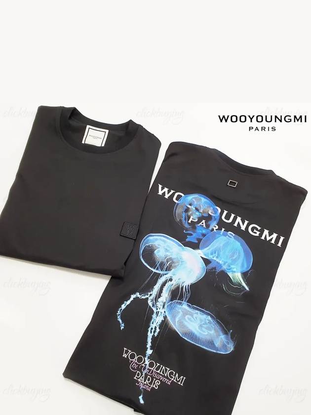 Jellyfish Back Logo Cotton Short Sleeve T-Shirt Black - WOOYOUNGMI - BALAAN 2