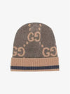 GG Monogram Knit Cashmere Beanie Blue Beige - GUCCI - BALAAN 3