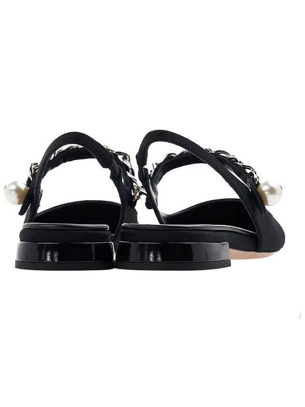 Women's Patent Velvet Leather Slingback Flat Black - MIU MIU - BALAAN 5