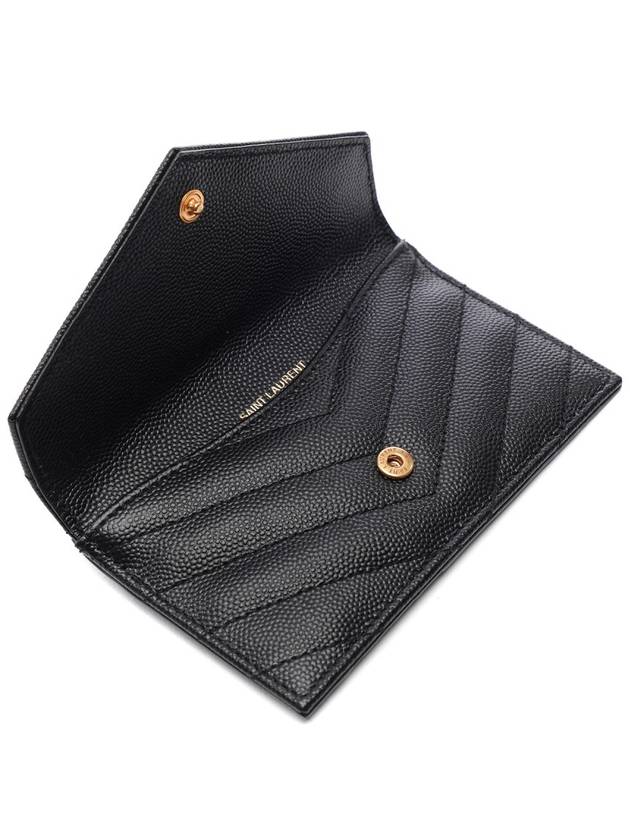 Cassandre Matelasse Fragments Flap Card Case In Grain de Poudre Embossed Leather Black - SAINT LAURENT - BALAAN 7