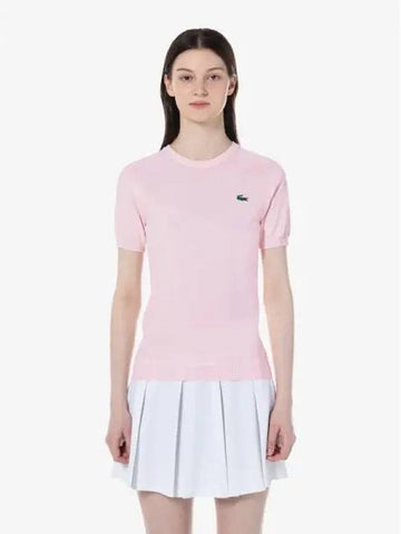 Women s Color Tipping Short Sleeve Round Sweater AF315E 54G T03 Domestic Product GQ2N24022818015 - LACOSTE - BALAAN 1