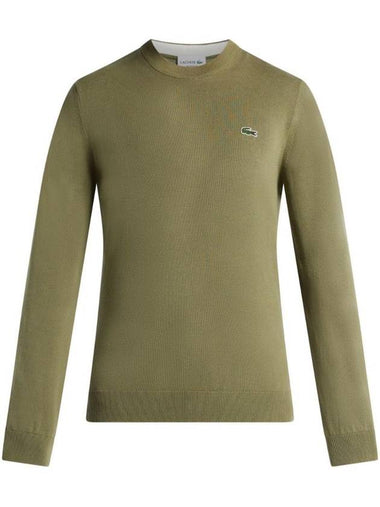 Organic Cotton Crew Knit Top Khaki - LACOSTE - BALAAN 1