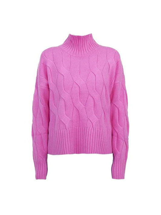 Women's Relaxed Fit Wool Cashmere Turtleneck Pink - MAX MARA - BALAAN.