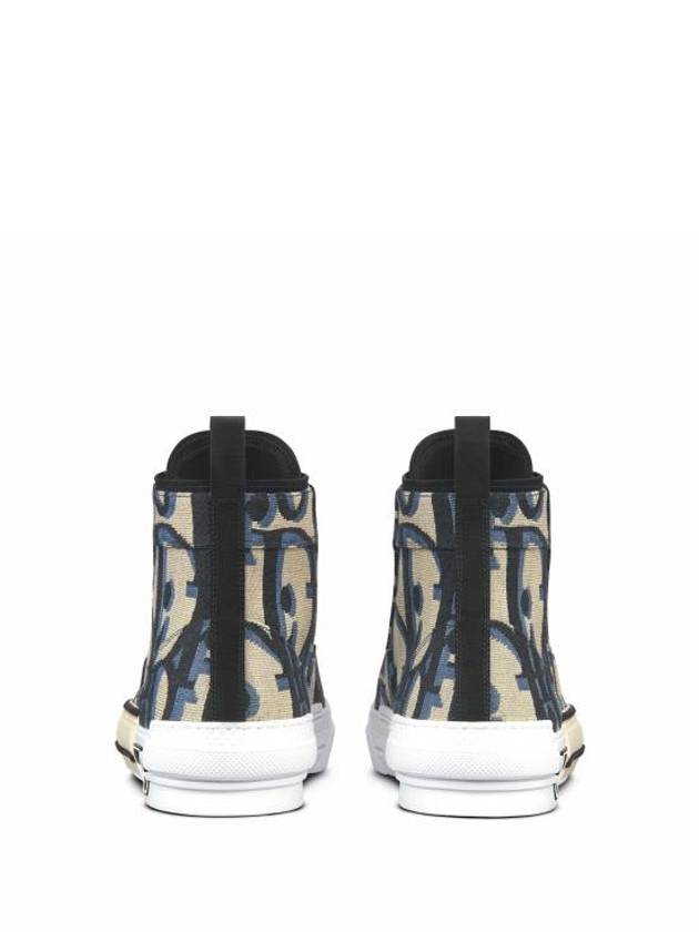 Oblique Jacquard B23 High Top Sneakers Black Beige - DIOR - BALAAN 4