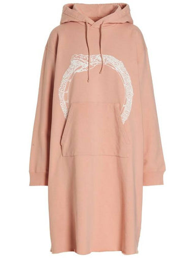 Woman's Cotton Hoodie Mini Dress Peach - MAISON MARGIELA - BALAAN 1