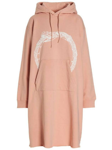 Woman's Cotton Hoodie Mini Dress Peach - MAISON MARGIELA - BALAAN 1