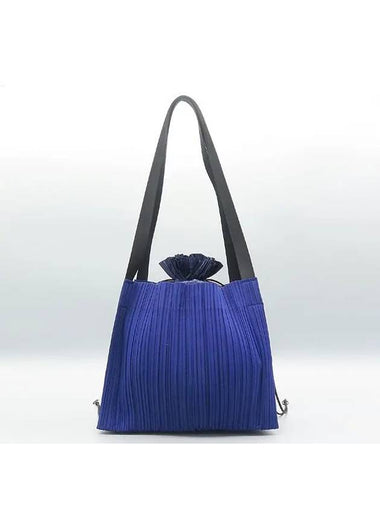 Pleated Please Navy Drawstring Square Shoulder Bag - ISSEY MIYAKE - BALAAN 1