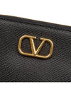 V Logo Zipper Card Wallet Black - VALENTINO - BALAAN 4