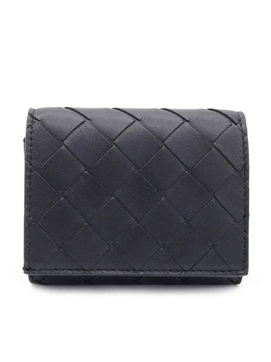 Intrecciato Trifold Half Wallet Black - BOTTEGA VENETA - BALAAN 1