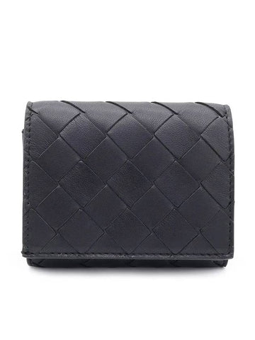 Intrecciato Trifold Half Wallet Black - BOTTEGA VENETA - BALAAN 1