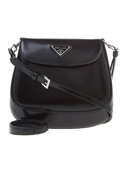 Cleo Brushed Leather Mini Shoulder Bag Black - PRADA - BALAAN.