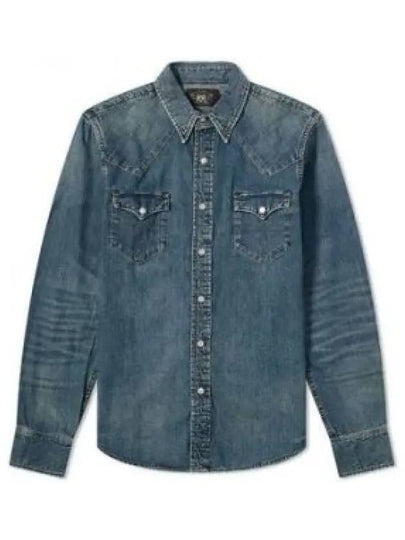 RRL Denim Long Sleeve Shirt Blue - POLO RALPH LAUREN - BALAAN 2