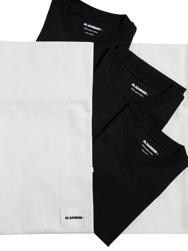 Logo Patch Cotton Short Sleeve T-Shirt 3 Pack Black - JIL SANDER - BALAAN 5