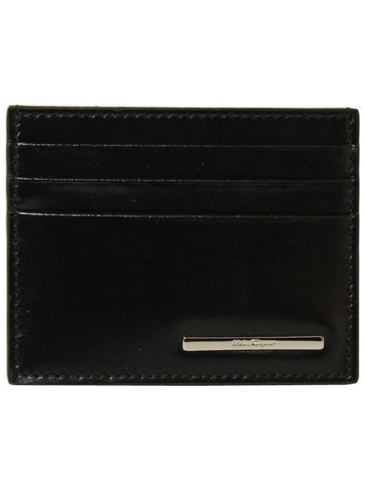 Men's Calfskin Leather Metal Card Wallet Black - SALVATORE FERRAGAMO - BALAAN 2