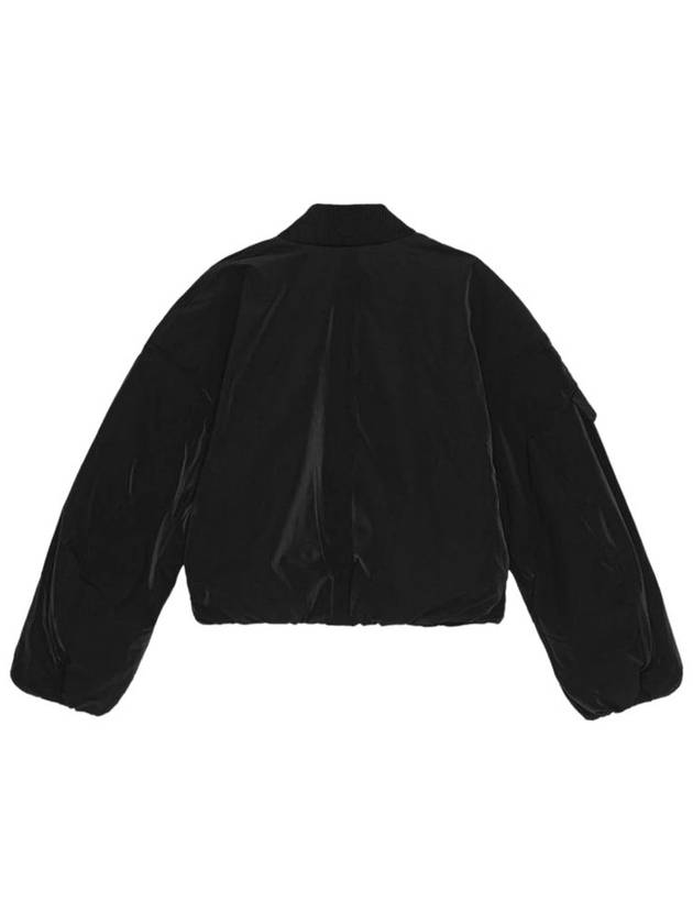 Drop Oversized Zipper Twill Bomber Jacket Black - GANNI - BALAAN 3