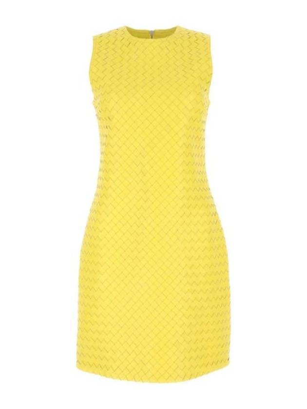 Intrecciato Leather Midi Dress Yellow - BOTTEGA VENETA - BALAAN 2