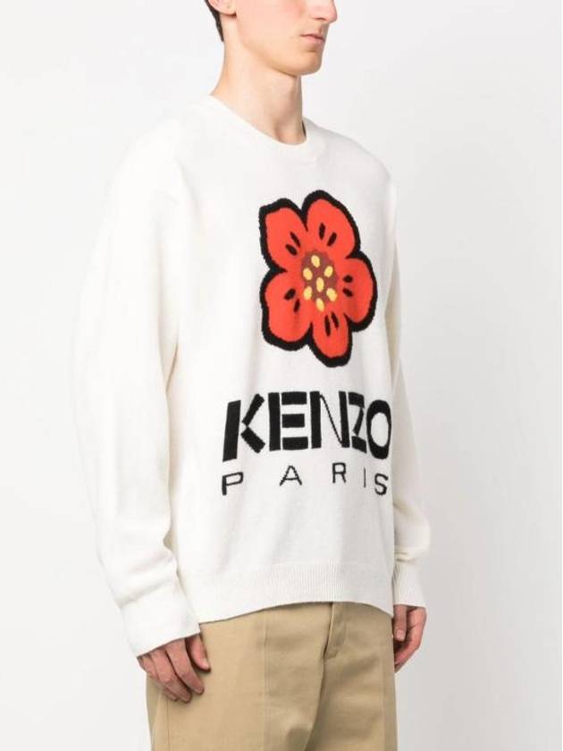 Boke Flower Merino Wool Knit Top Off White - KENZO - BALAAN 4