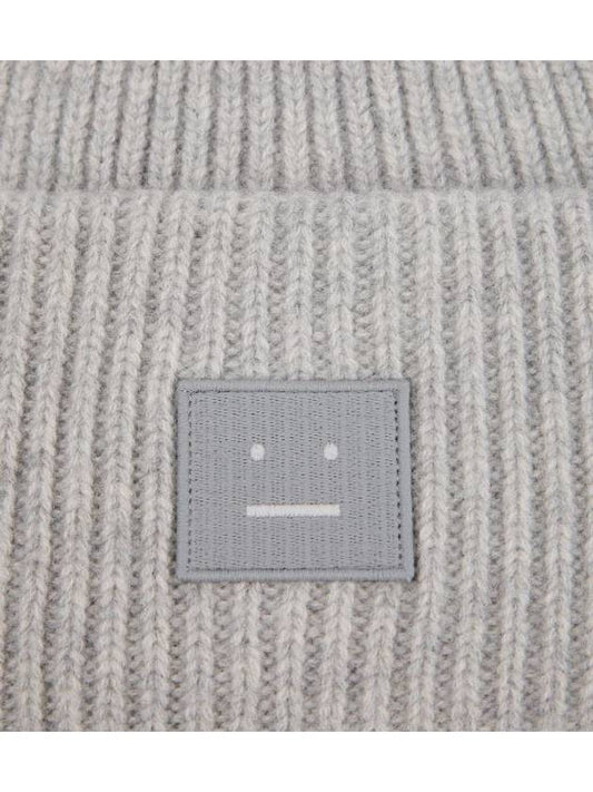 Large Face Patch Beanie Light Gray Unisex - ACNE STUDIOS - BALAAN 2