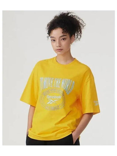 Varsity Logo T Shirt Yellow - REEBOK - BALAAN 1