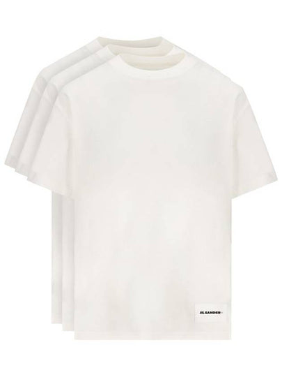 Logo Label Cotton 3 Pack Short Sleeve T-Shirt White - JIL SANDER - BALAAN 2