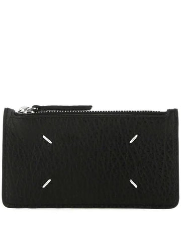 Stitched Zipper Long Card Wallet Black - MAISON MARGIELA - BALAAN.