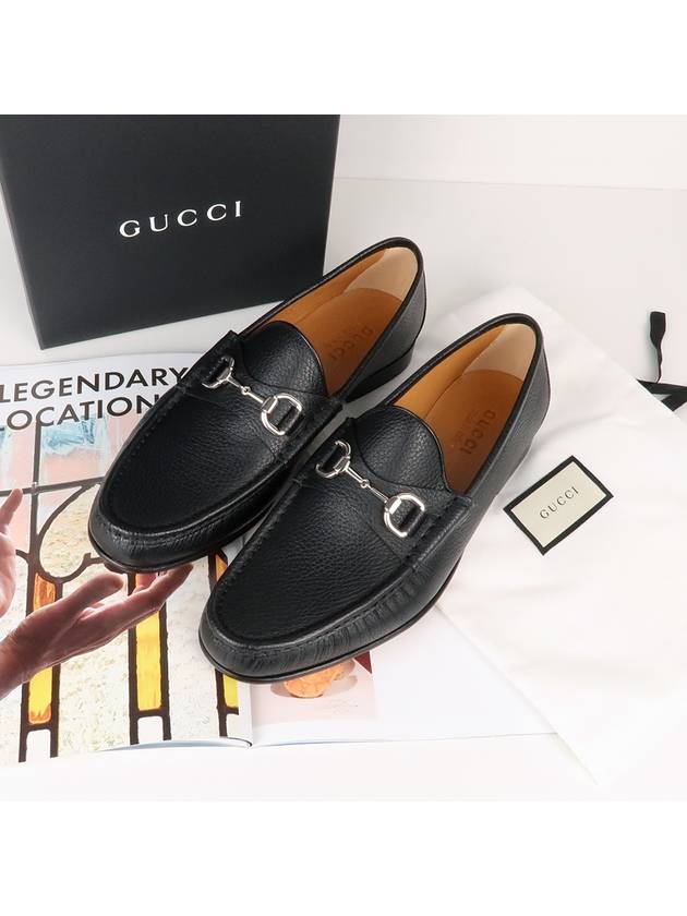 Horsesbit Nestor Grain Leather Loafers Black - GUCCI - BALAAN.