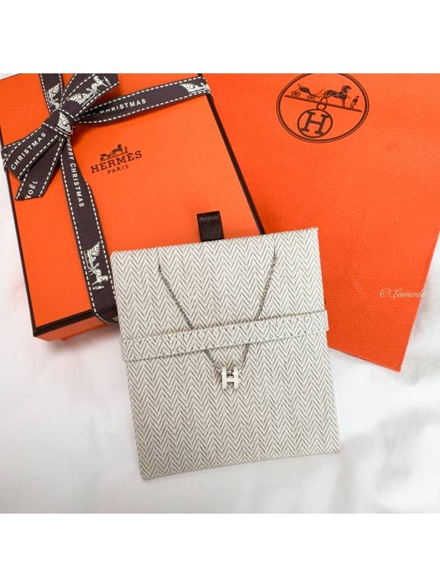 Mini Pop H Pendant Necklace Palladium Blanc - HERMES - BALAAN 4