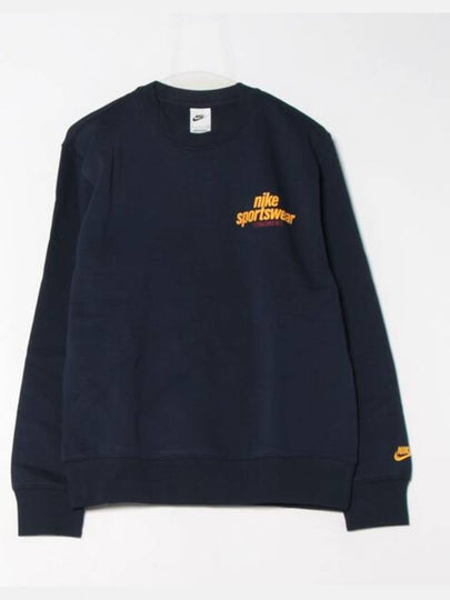 Club Fleece Crew Neck Sweatshirt Navy - NIKE - BALAAN 2