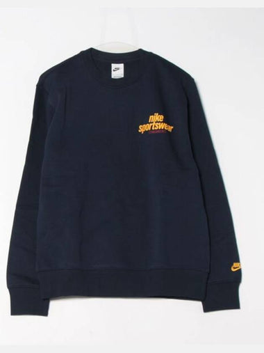 Club Fleece Crew Neck Sweatshirt Navy - NIKE - BALAAN 1