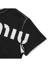 Logo Print Cotton Short Sleeve T-Shirt Black - MIU MIU - BALAAN 6