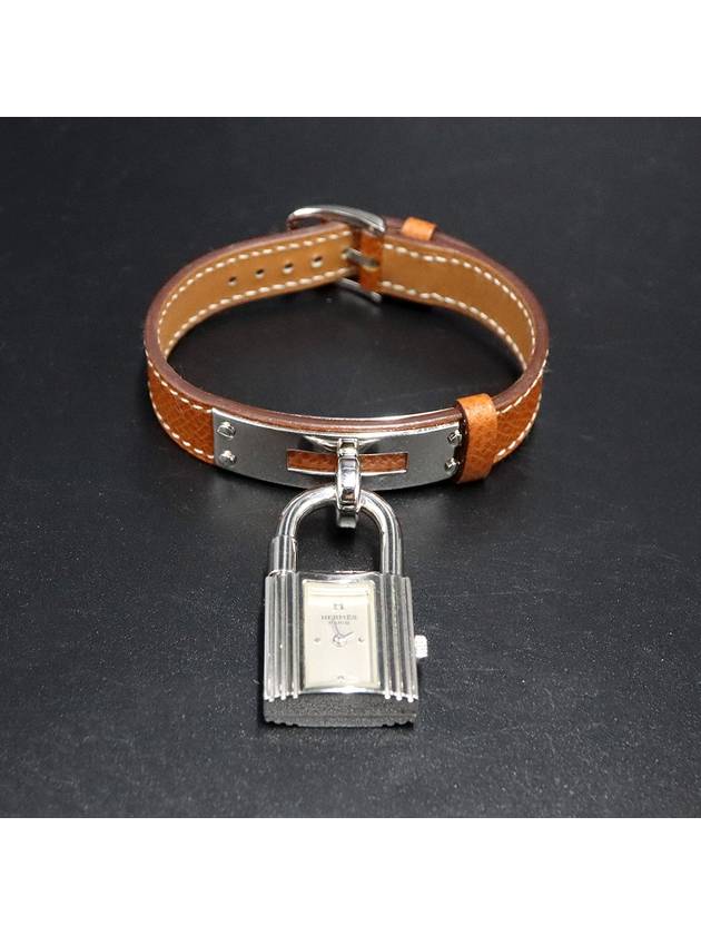 Hermes KE1 210 White Dial Silver Calli Padlock Watch I Engraved - HERMES - BALAAN 3