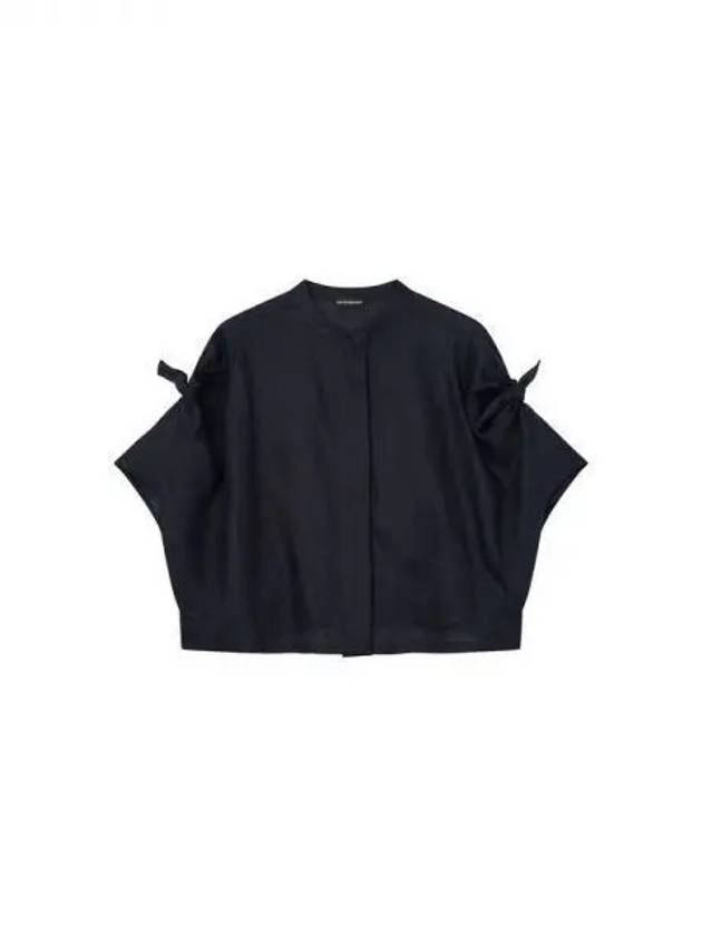 Women s Ribbon Sleeve Linen Jacket Dark Navy 271145 - EMPORIO ARMANI - BALAAN 1