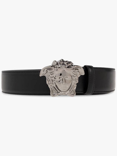 Medusa Buckle Leather Belt Black - VERSACE - BALAAN 2