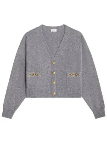 Heritage Cashmere Curve Cardigan Gray 2A87T317V 09GG - CELINE - BALAAN 1