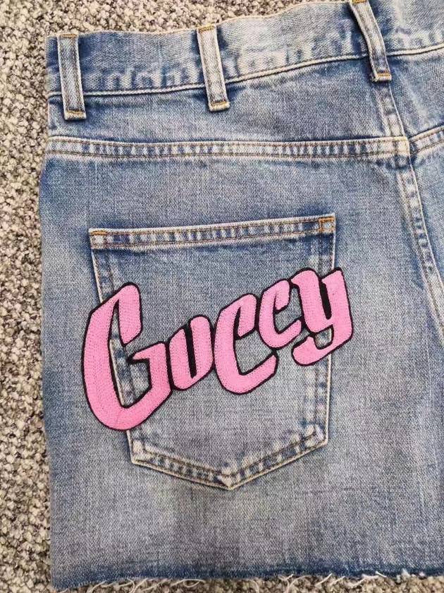 strawberry washed denim shorts - GUCCI - BALAAN.