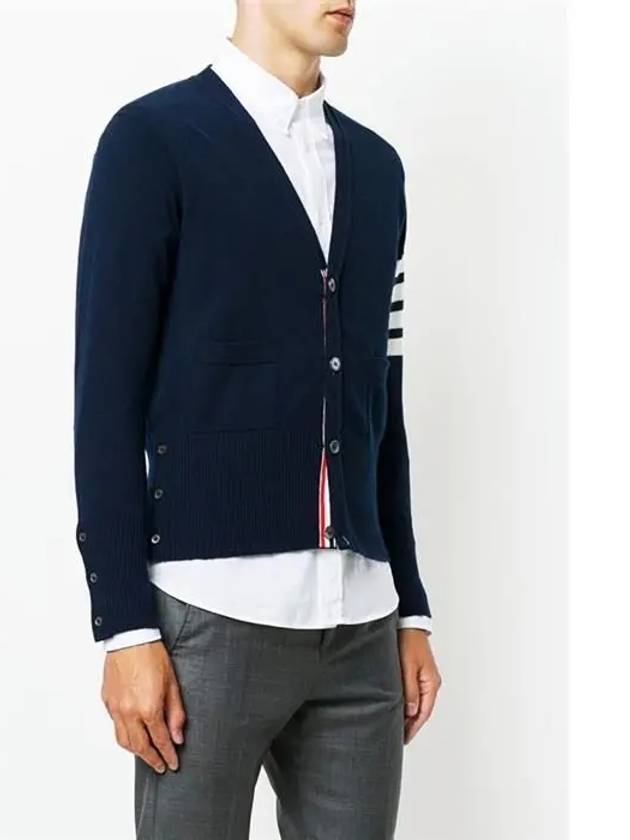 Men's Diagonal Classic Cashmere Cardigan Navy - THOM BROWNE - BALAAN 5