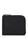 Logo Leather Zipper Card Wallet Black - MAISON MARGIELA - BALAAN 3