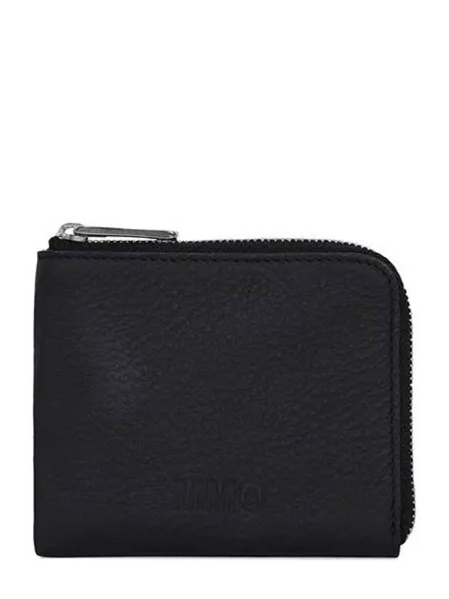 Logo Leather Zipper Card Wallet Black - MAISON MARGIELA - BALAAN 3