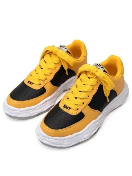 Wayne OG Sole Leather Low Top Sneakers Black Yellow - MIHARA YASUHIRO - BALAAN 2