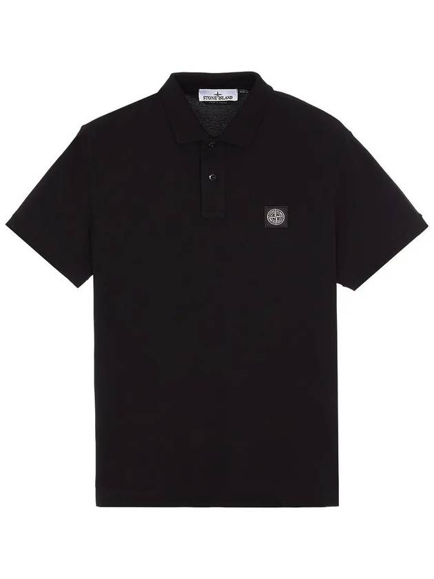 Men's Logo Patch Polo Shirt Black - STONE ISLAND - BALAAN 2