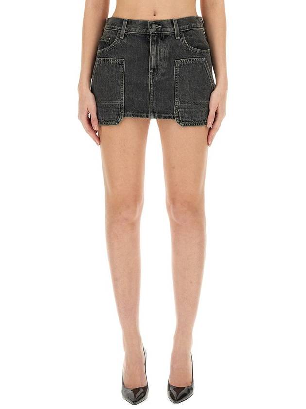 Carpenter Denim Mini Shorts Charcoal - HELMUT LANG - BALAAN 2